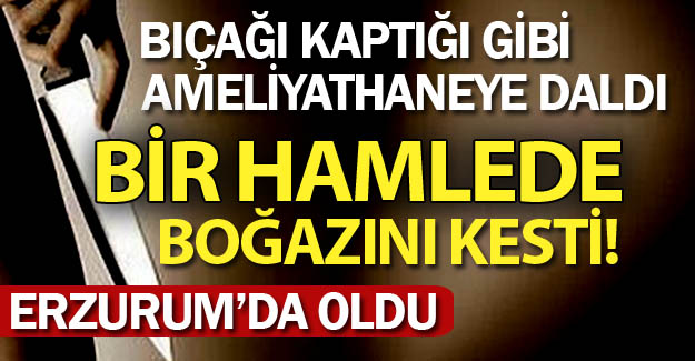 Bir hamlede boğazını kesti!