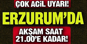Erzurum'a "çok acil" koduyla uyarı!